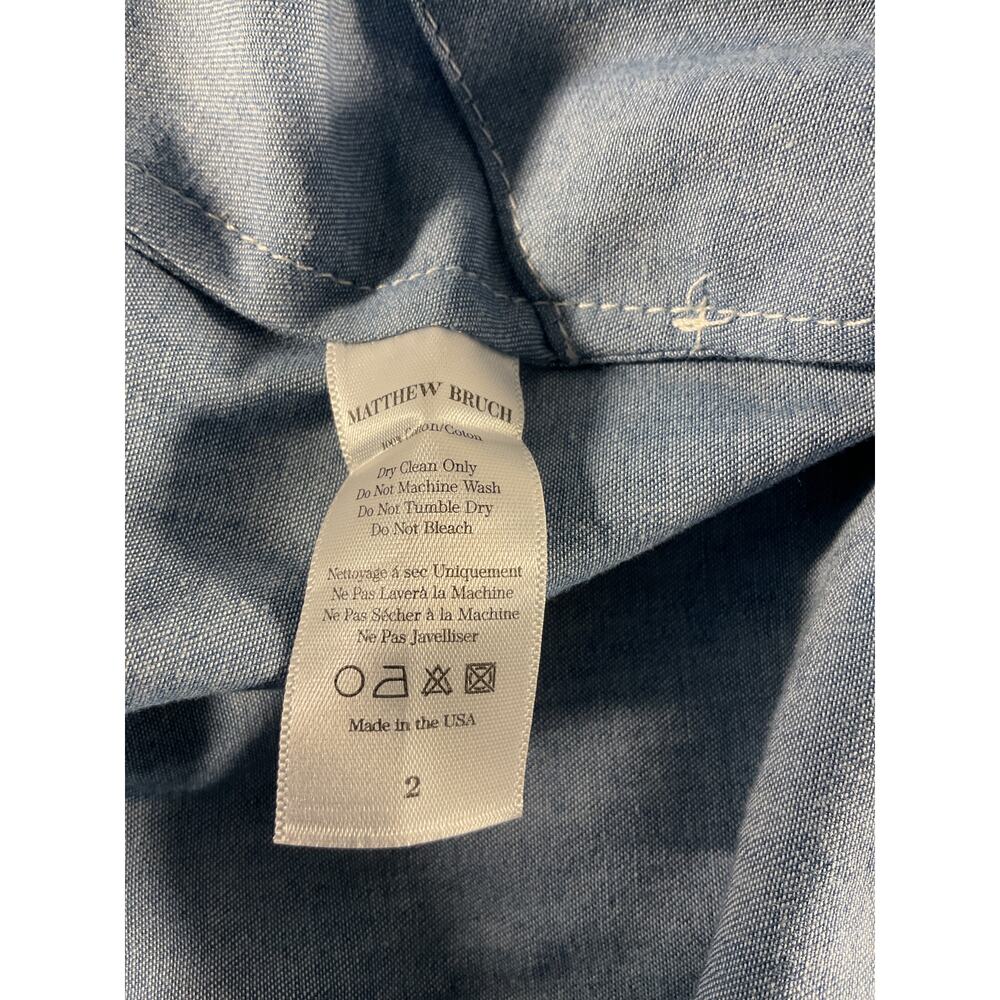 Matthew Bruch Washed Blue Spread Collar Popover Dress Size 2 - Picture 6 of 6